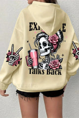 Harajuku Loose Fit Fleece Hoodie Beige / S