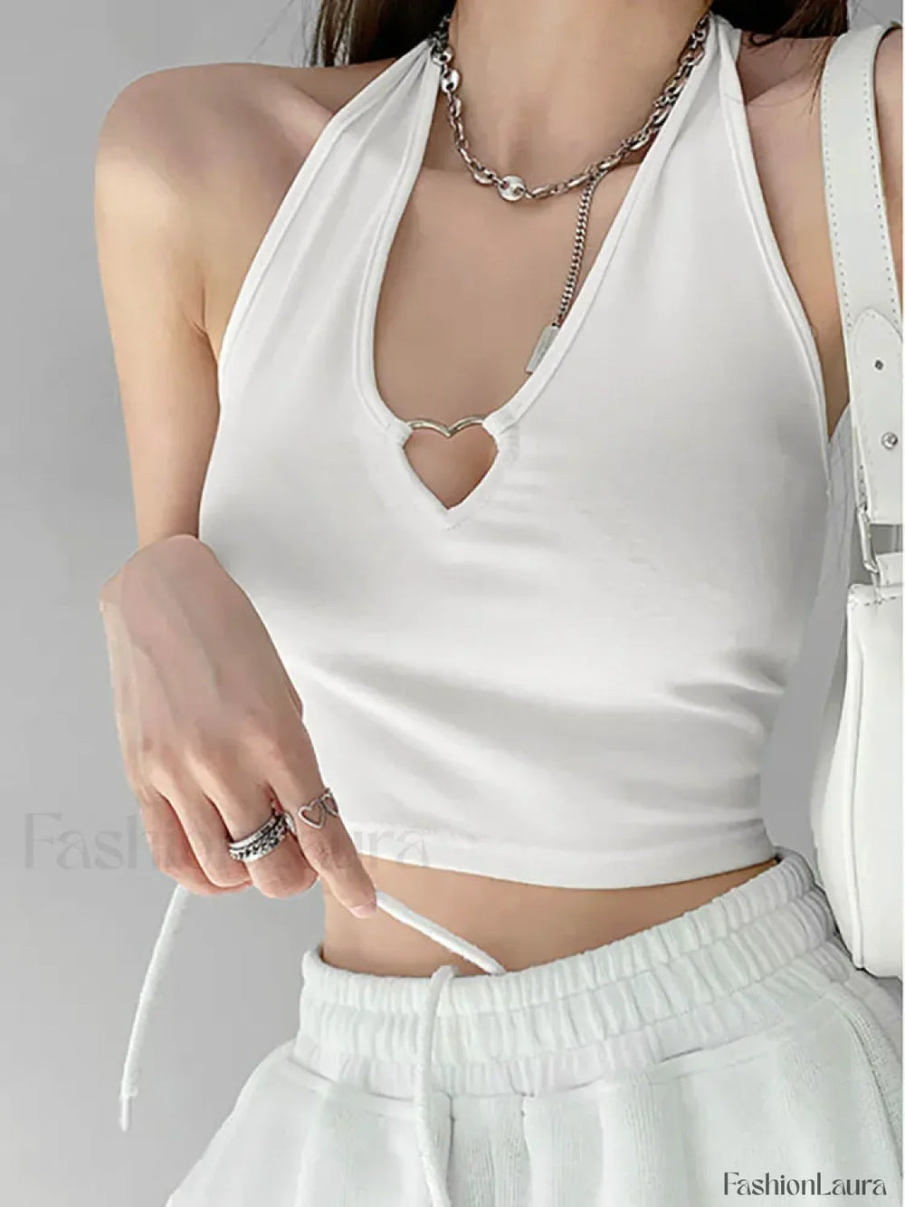 Heliar V neck Cropped Knitted Tank Top WHITE / One Size