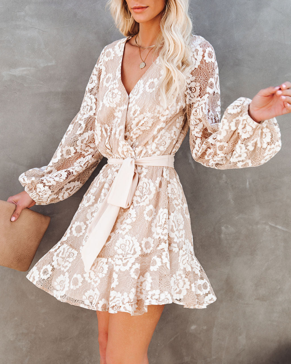 Heroic Lace Tie Dress - Cream