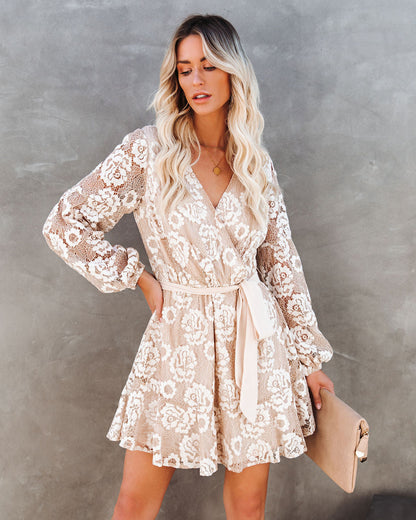 Heroic Lace Tie Dress - Cream