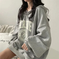 High Street Hip Hop Letter Prints Loose Vintage Hoody GRAY / M Sweatshirts & Hoodies L