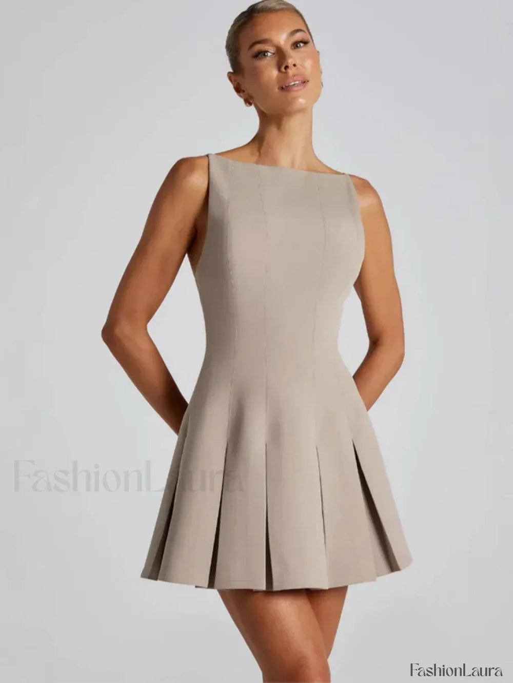 High Waist A Line Mini Dress