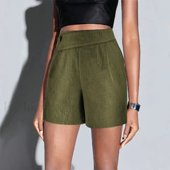 High Waist Cotton Linen A line Chic Office Lady Short