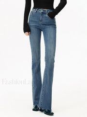 High Waist Denim Bootcut Jeans Jeans