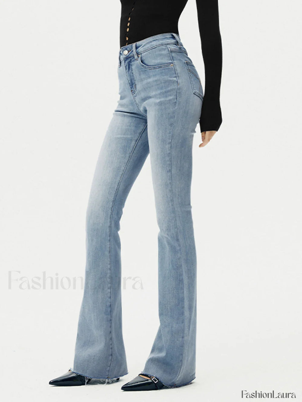 High Waist Denim Bootcut Jeans Jeans