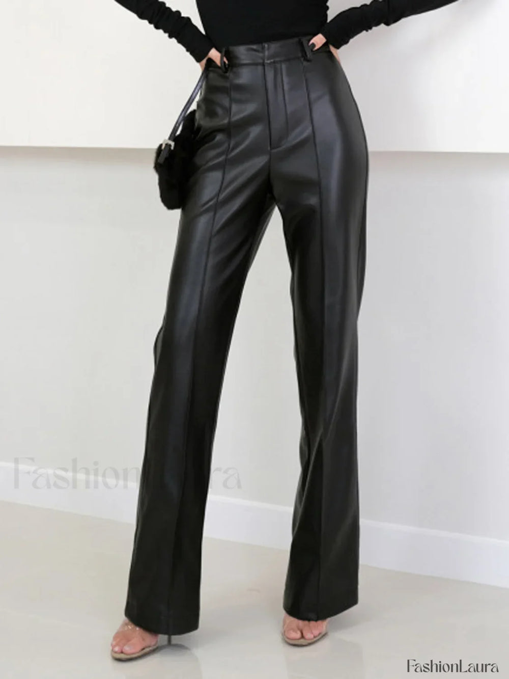 High Waist Faux Leather Pants Pants