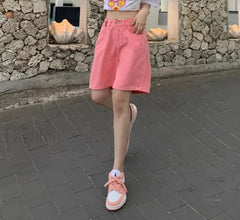 High Waist Five Point Loose Wide Leg Denim Short