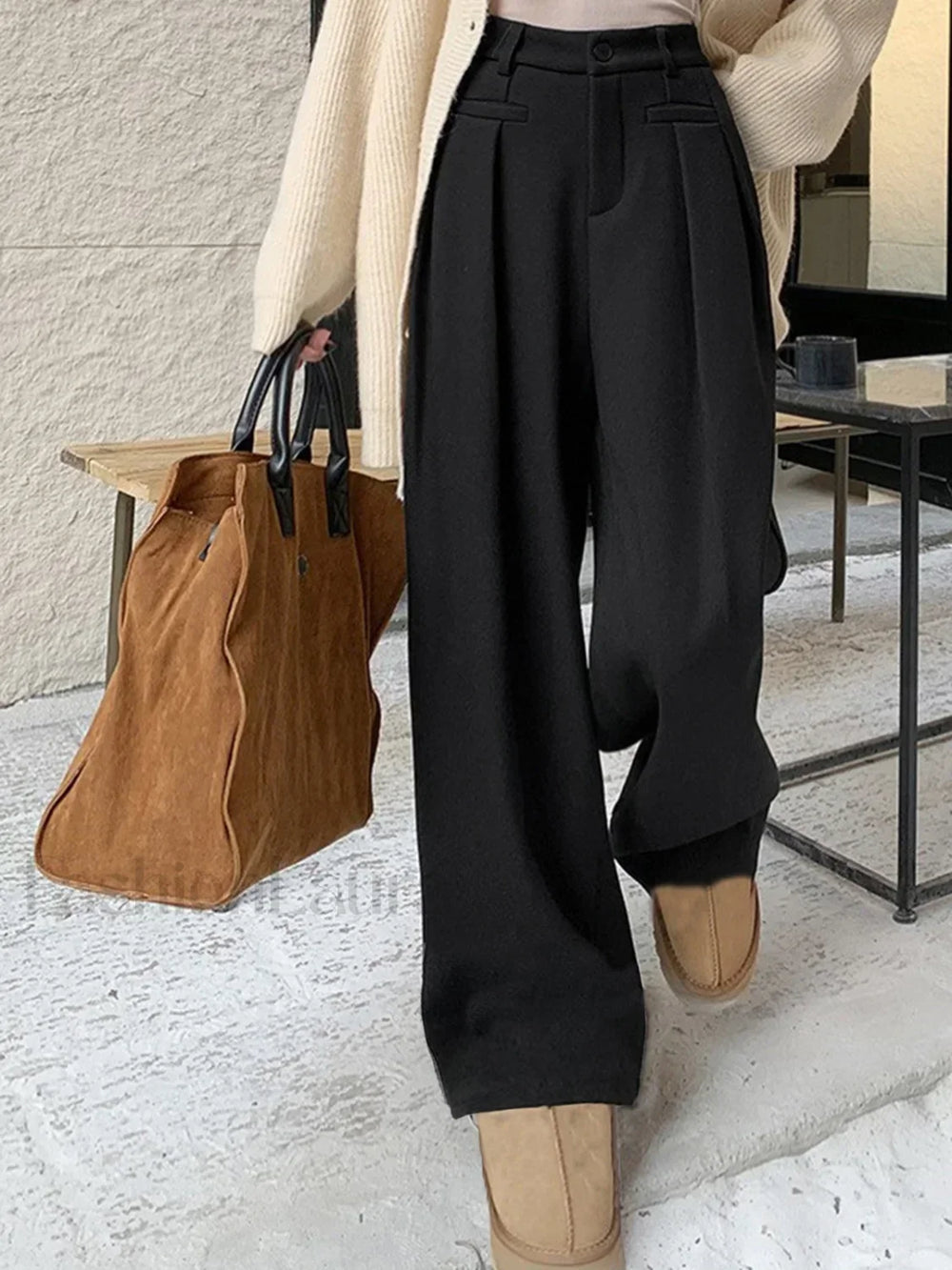 High Waist Graceful Straight Leg Pants Black / XS Pants