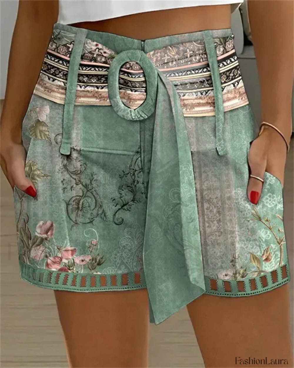 High Waist Lace Up Pocket Design Short