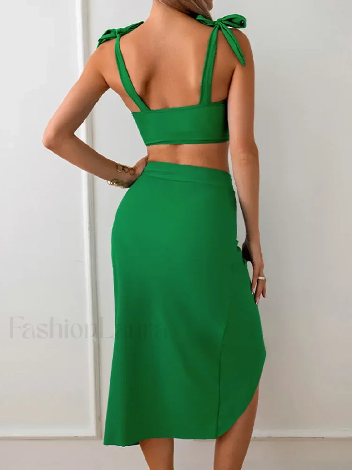 High Waist Lace Up Three Piece Set