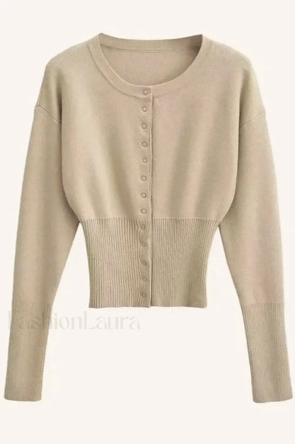High Waist Slim Fit Cardigan Apricot / S