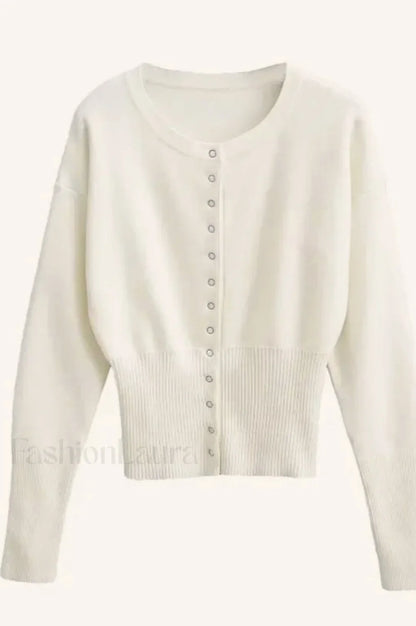 High Waist Slim Fit Cardigan White / S