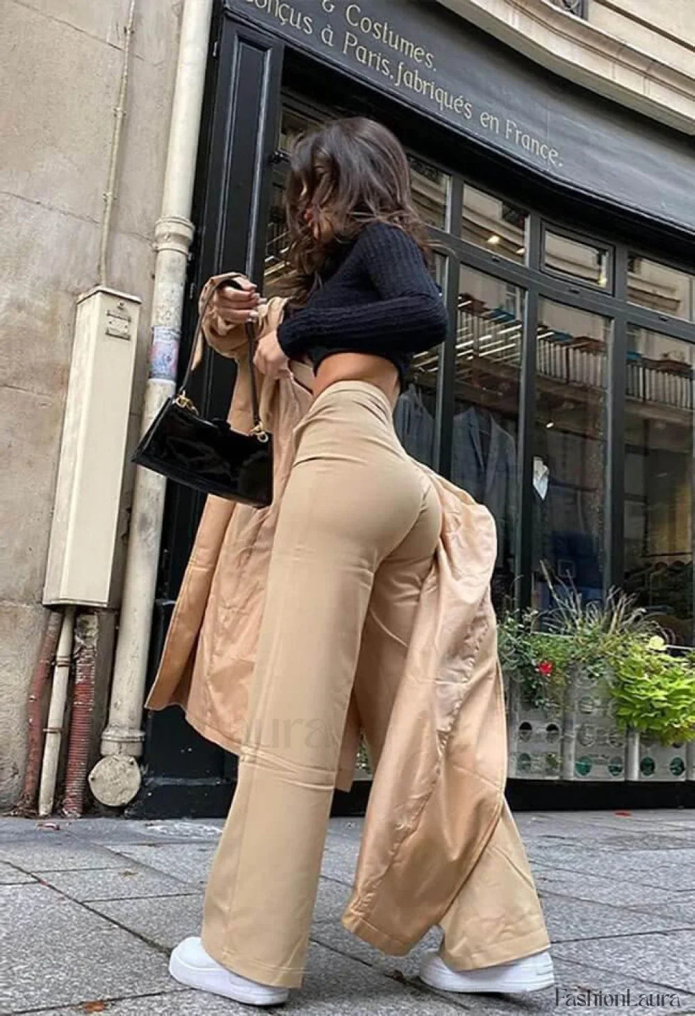 High Waist Solid Straight Pants Pants