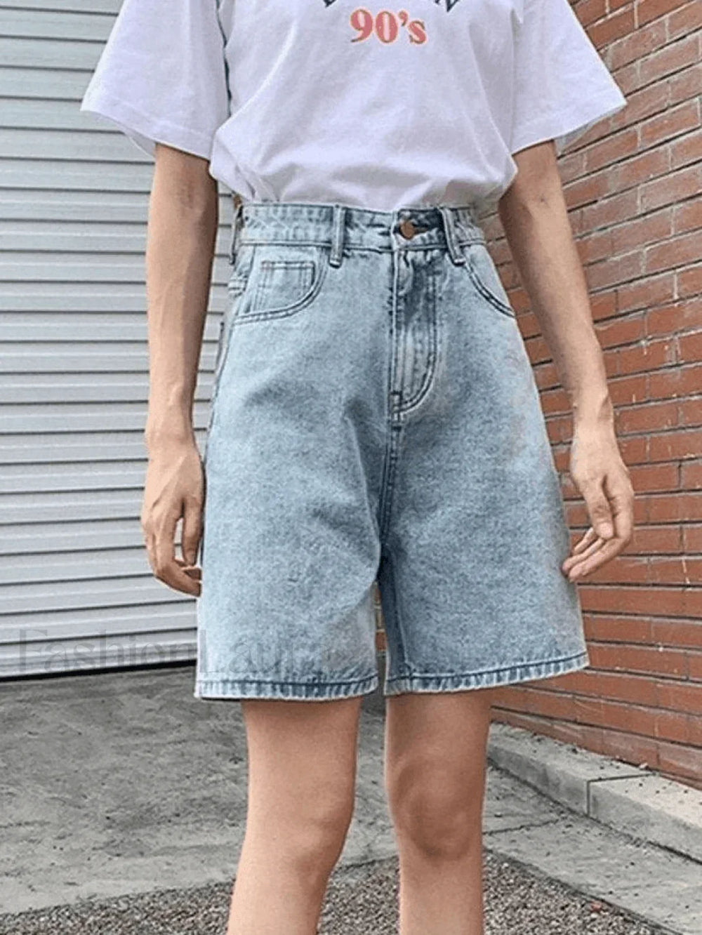 High Waist Straight Leg Denim Shorts Shorts