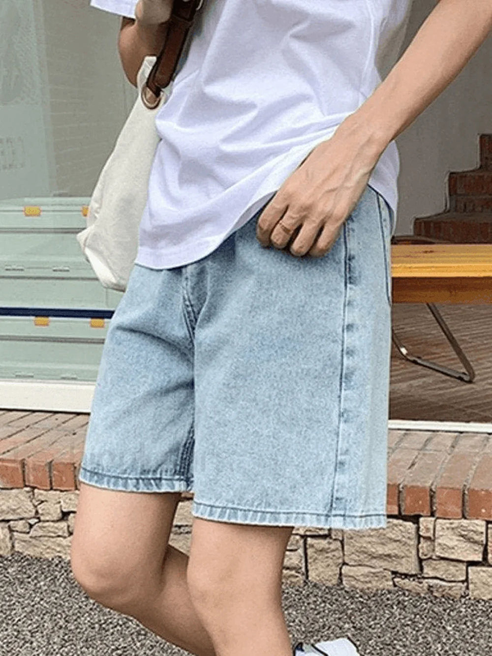 High Waist Straight Leg Denim Shorts Shorts