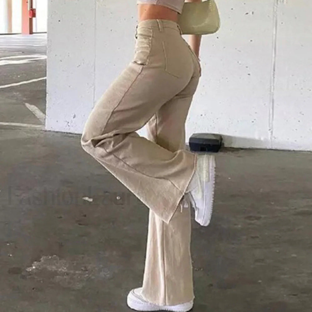 High Waisted Solid Flare Jeans Flare Jeans