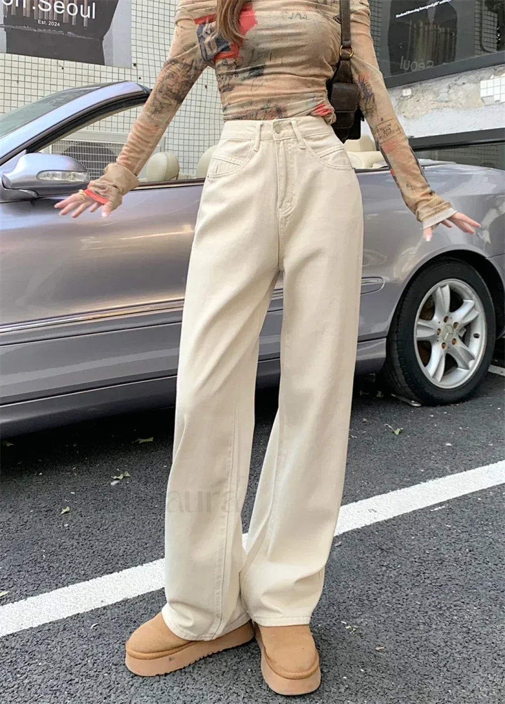 High Waisted Vintage Spring All match Casual Denim Jeans