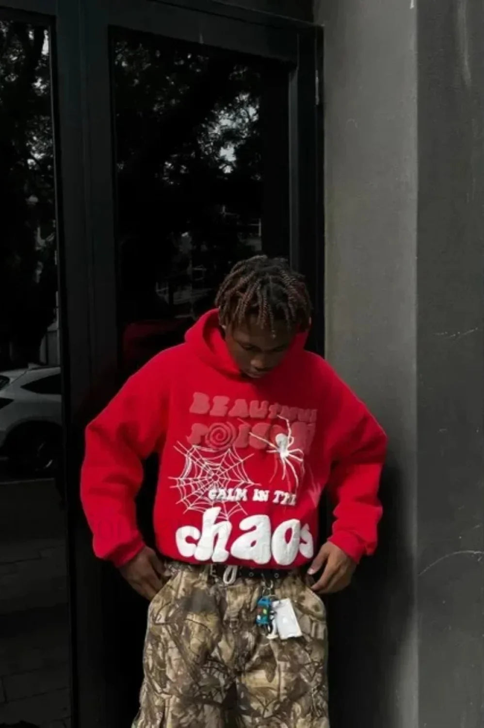 Hip Hop Letter Print Oversized Hoodie Red / S