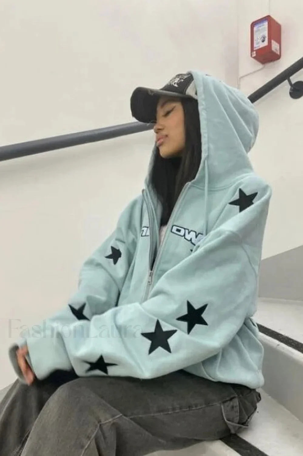 Hip Hop Loose Fit Harajuku Hoodie Blue / M