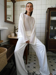 Hollow Draped Snug Knit Top Knit Tops