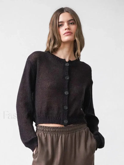Hollow Knit See Through Cardigan
