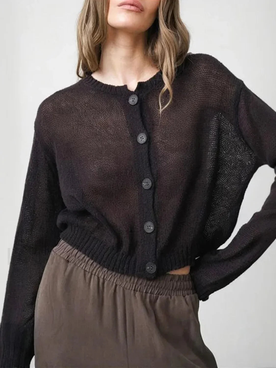 Hollow Knit See Through Cardigan