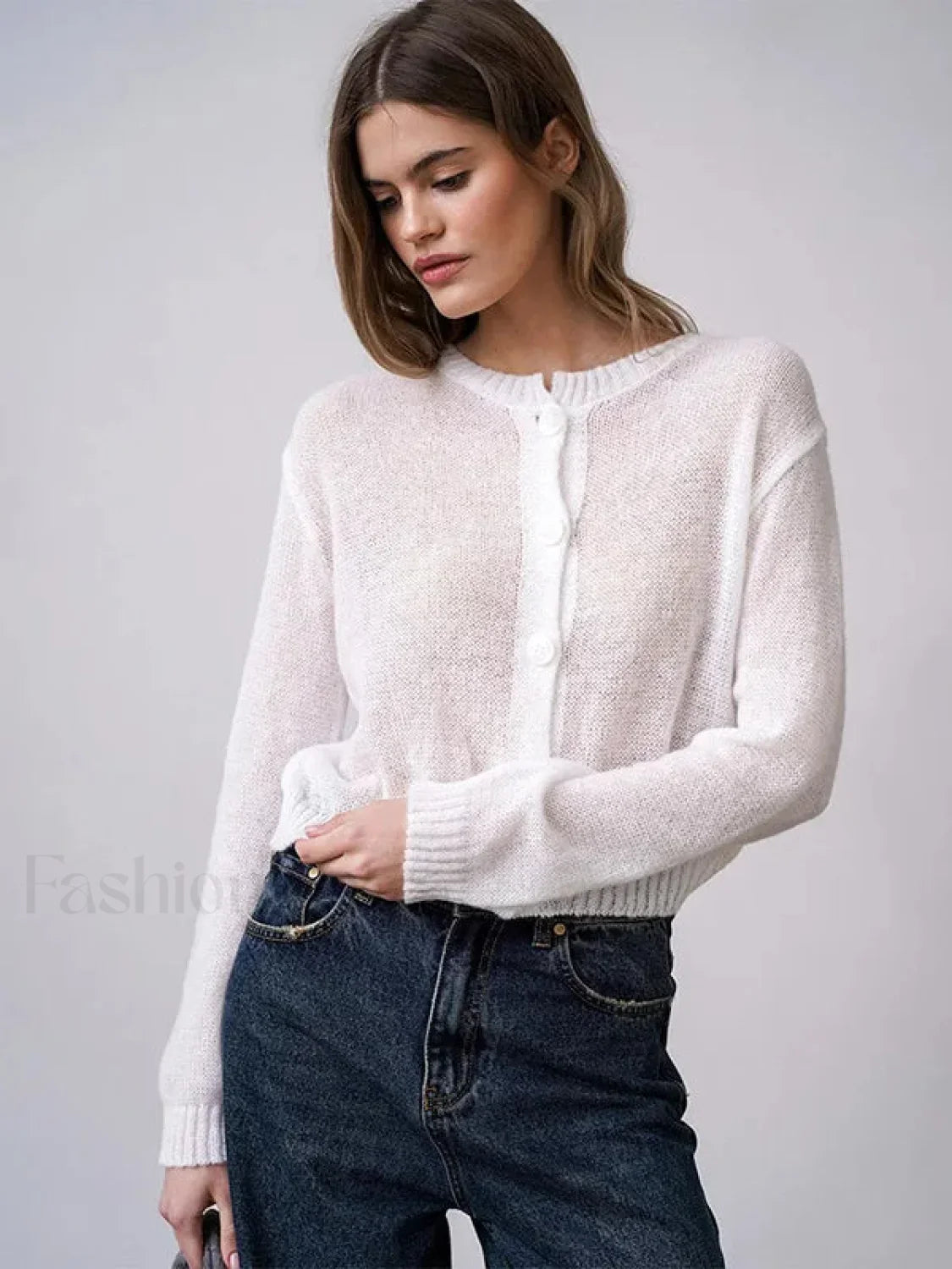 Hollow Knit See Through Cardigan