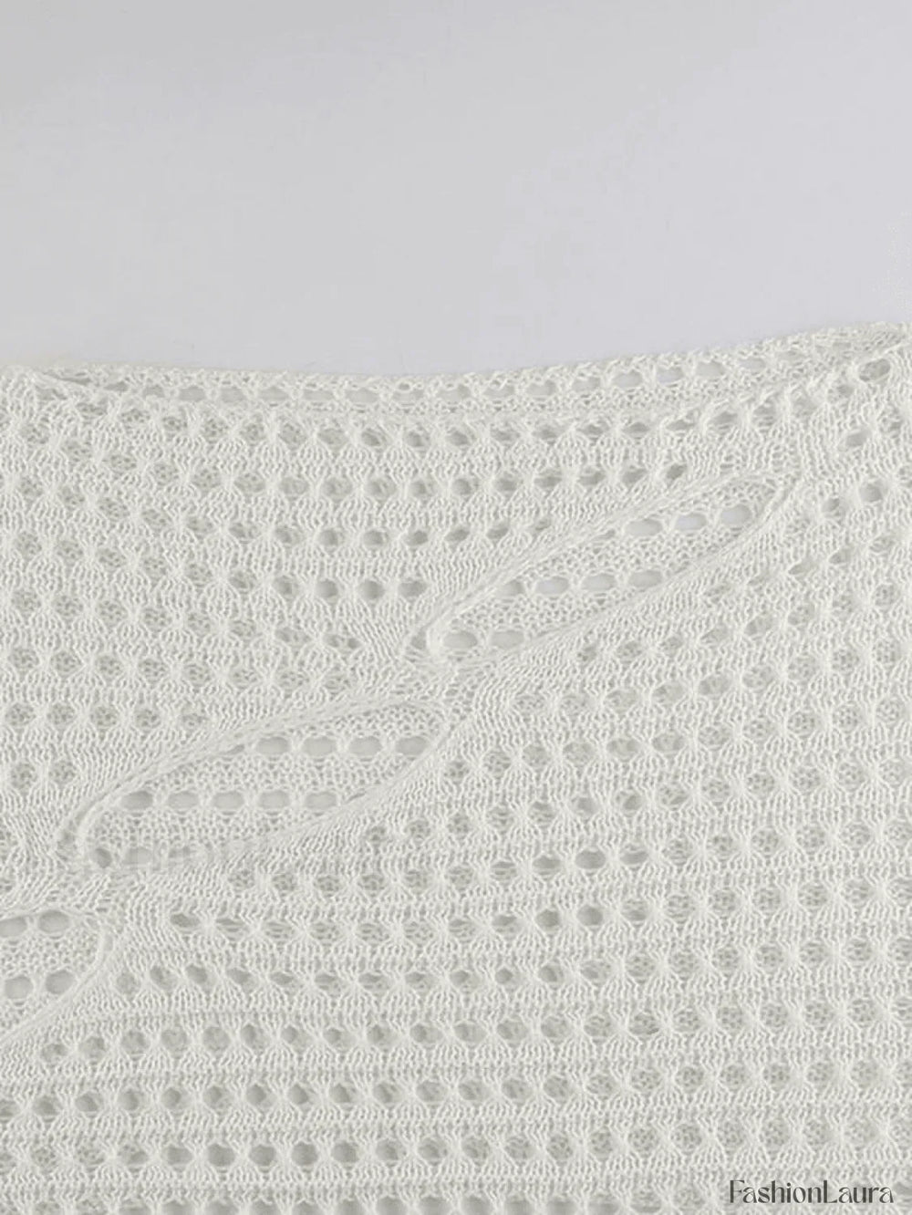 Hollow Out Long Sleeve Knit Crop Top Tops&Tees