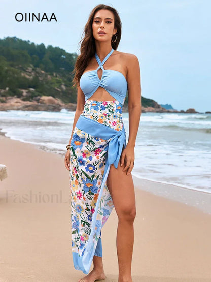 Hollow Out Skirted Three Piece Set