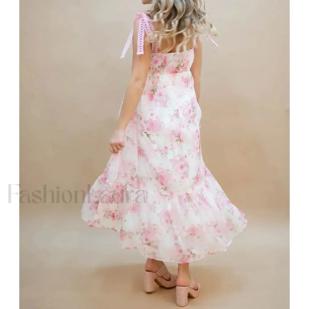 Hollow Out Square Neck Midi Dress