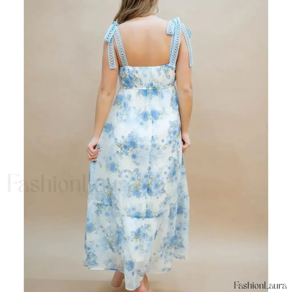 Hollow Out Square Neck Midi Dress