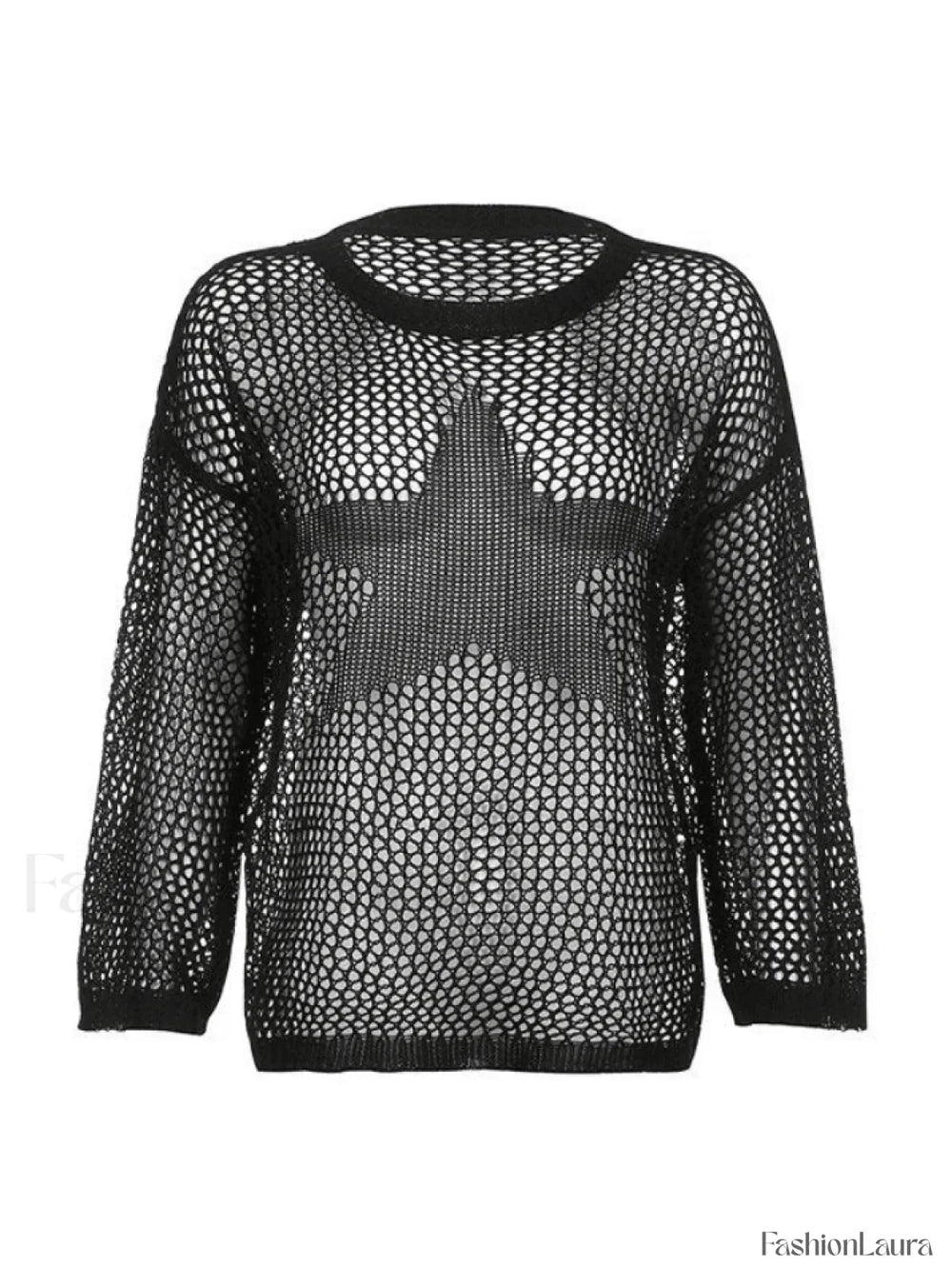 Hollow Out Star Crochet Knit Top Sweaters