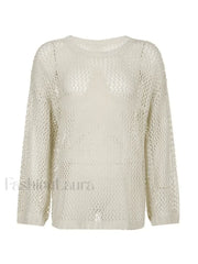 Hollow Out Star Crochet Knit Top Sweaters