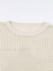 Hollow Out Star Crochet Knit Top Sweaters
