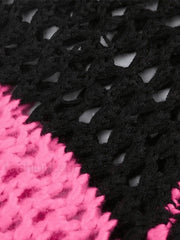 Hollow Out Striped Long Sleeve Bolero Knit Top Pink / ONE SIZE Sweaters