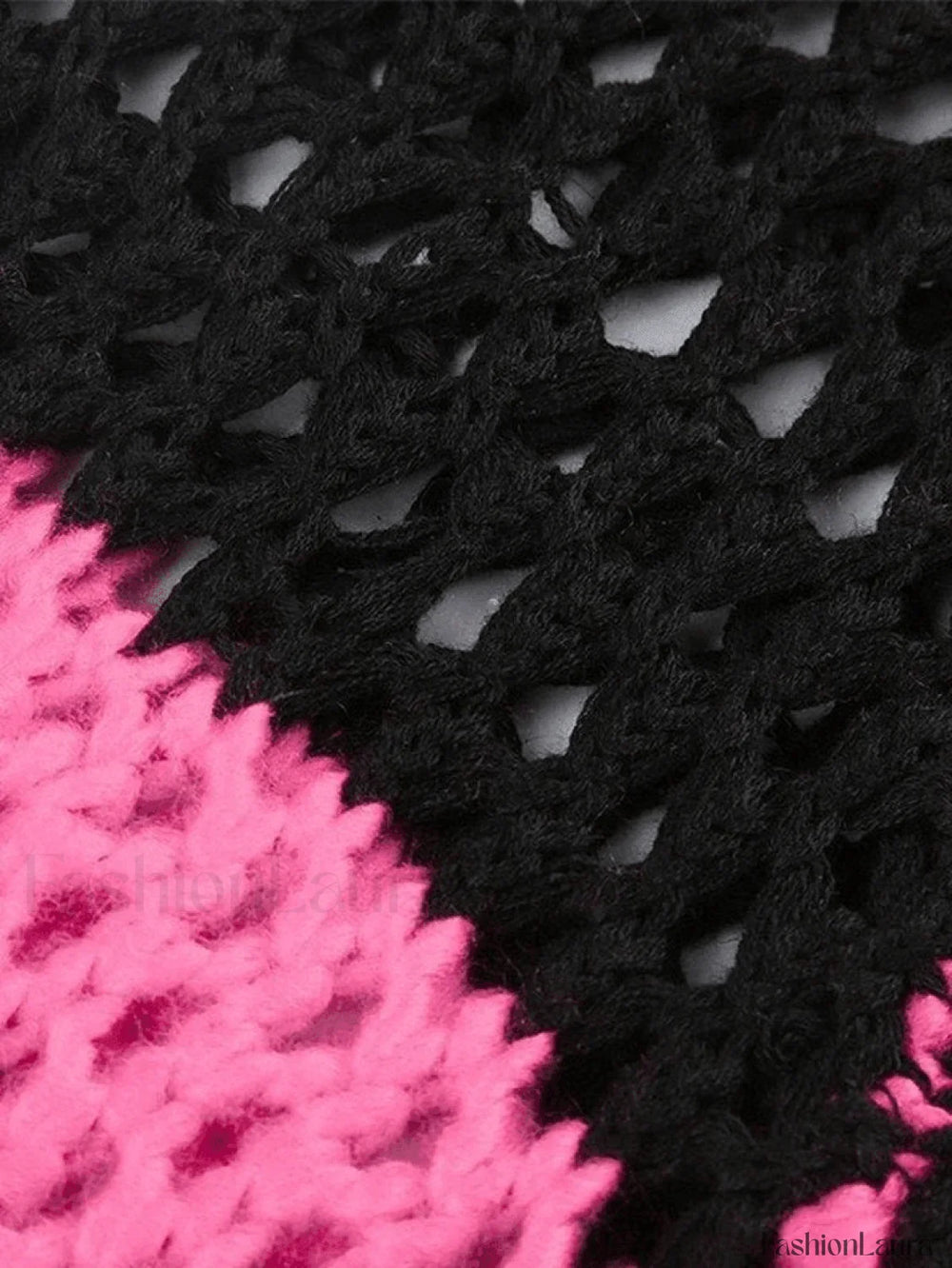 Hollow Out Striped Long Sleeve Bolero Knit Top Pink / ONE SIZE Sweaters