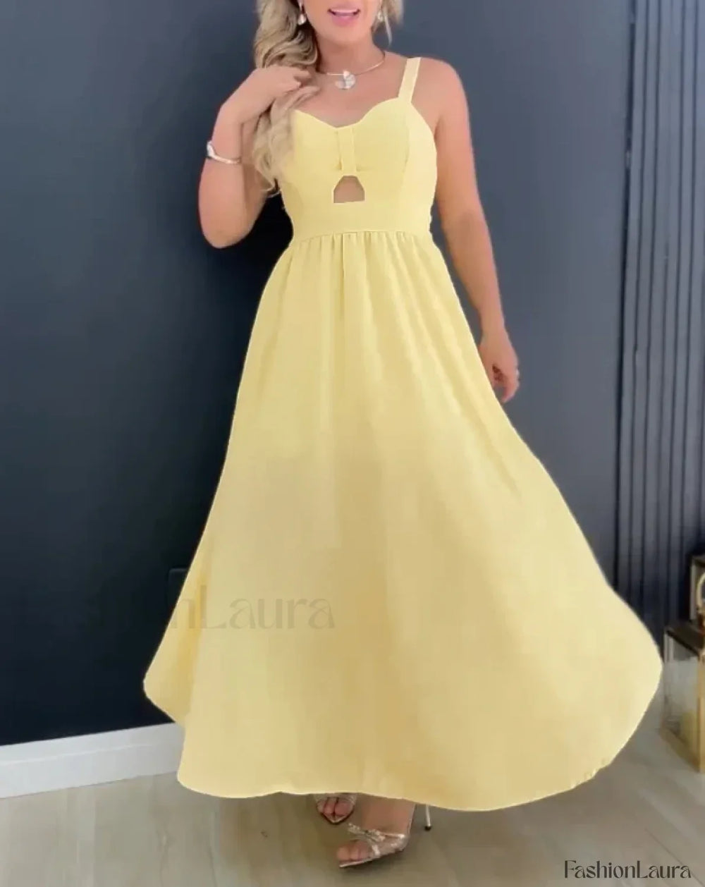 Hollow Out Tied Waist Midi Dress