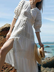 Hollow Splicing Lace Boho Dress