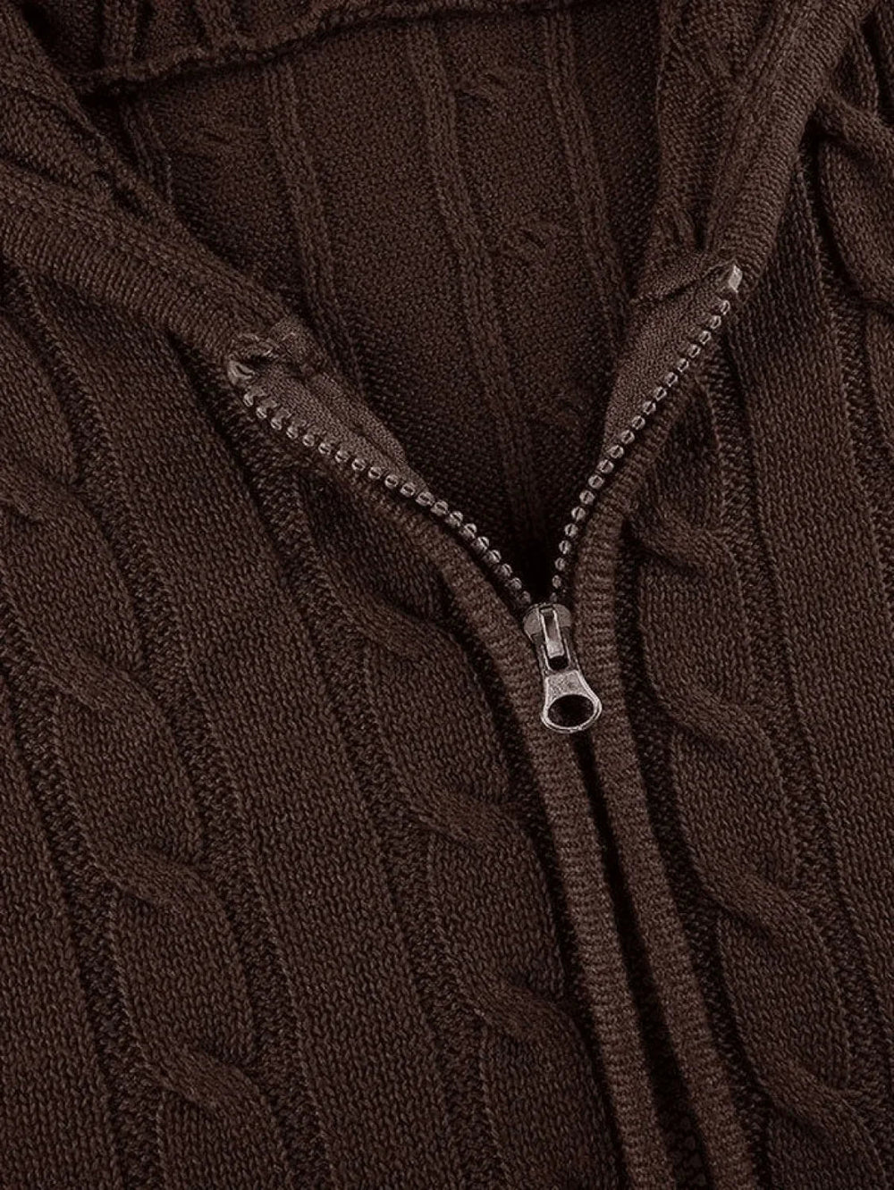 Hooded Cable Knit Cardigan Sweaters