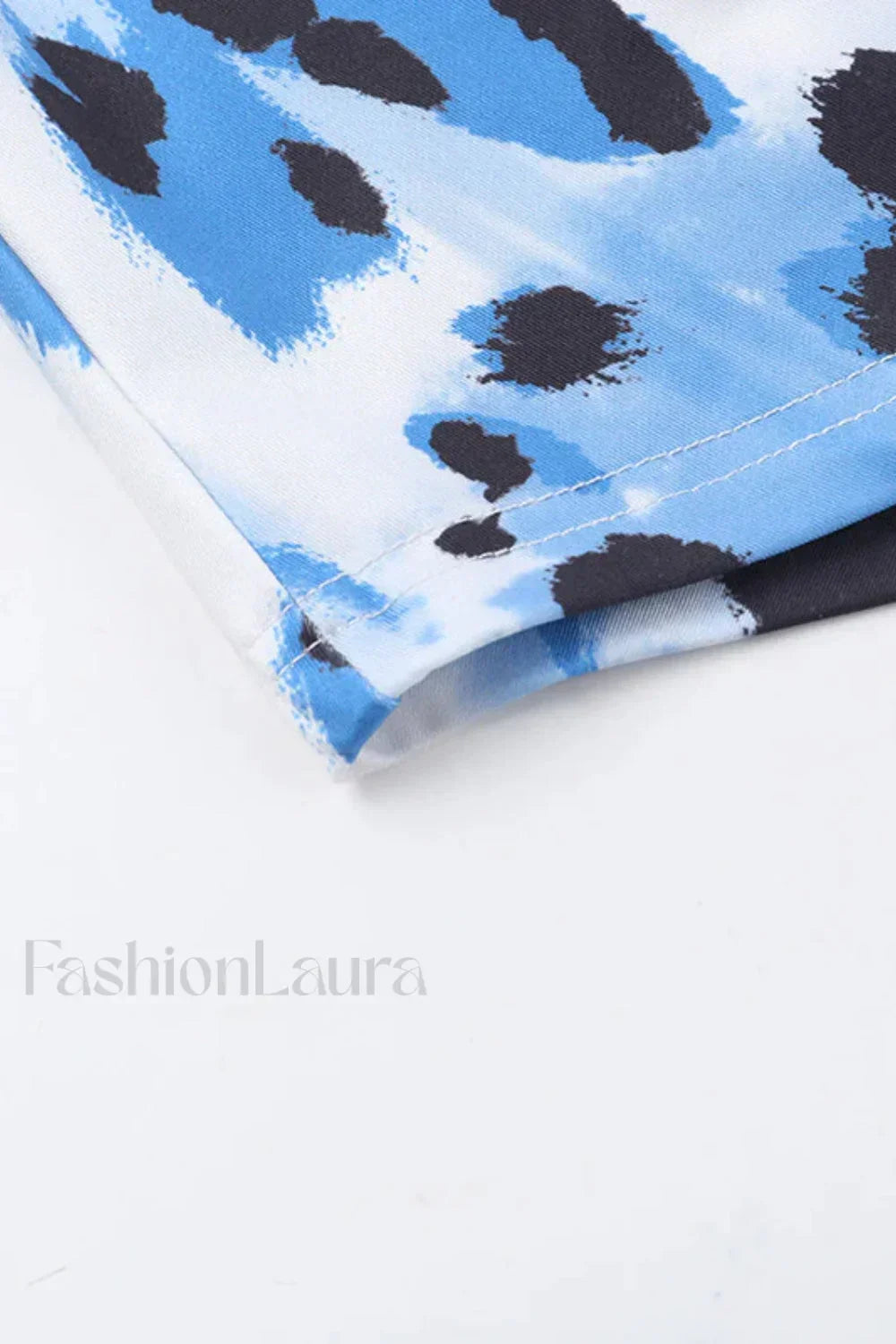 Irregular Leopard Print Spice Girl Neck Floral Dress