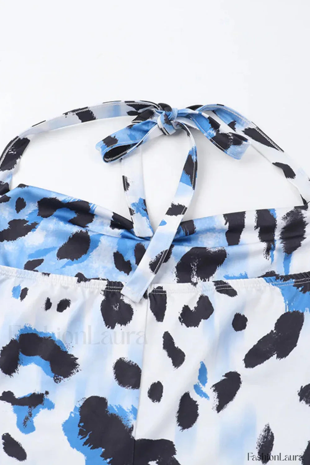 Irregular Leopard Print Spice Girl Neck Floral Dress