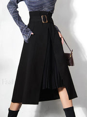 Irregular Package Graceful Belted Midi Skirt Skirts
