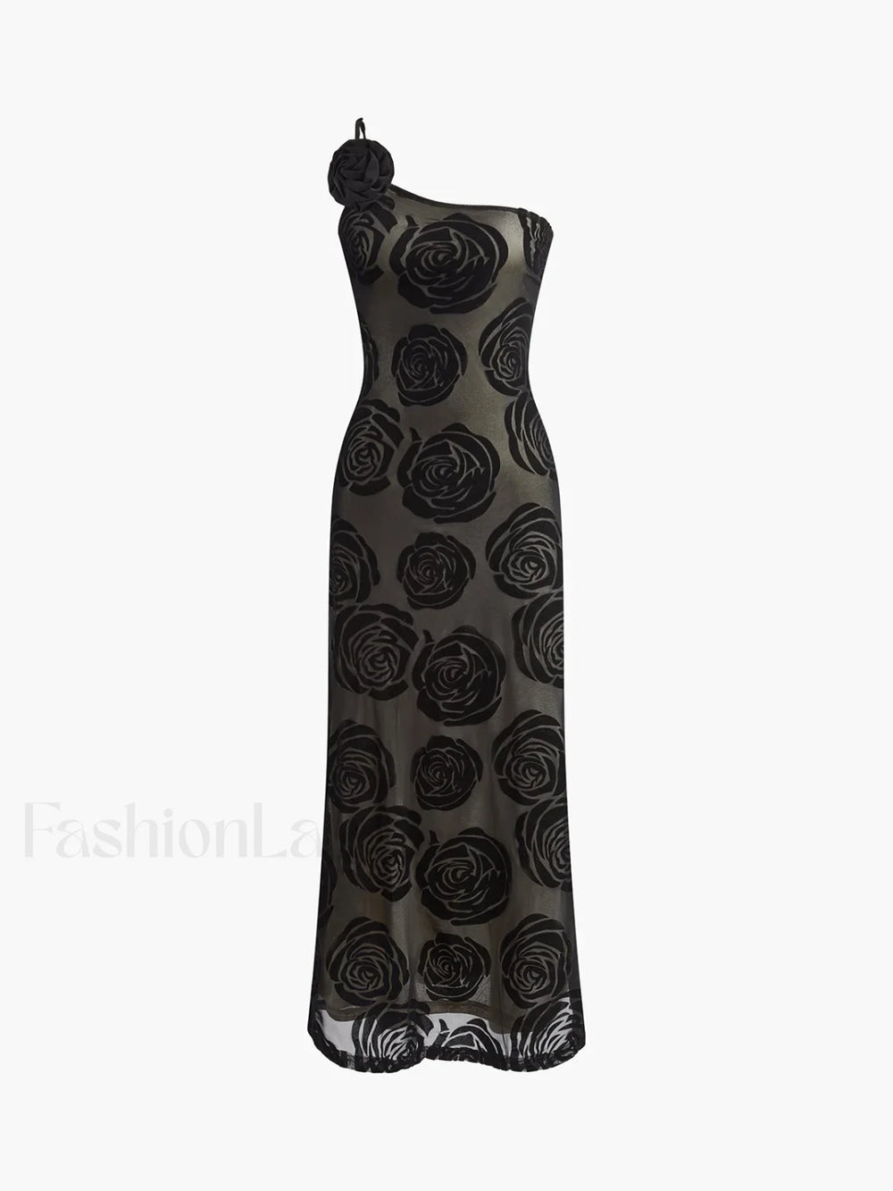 Jacquard Floral Asymmetrical Long Dress Dresses
