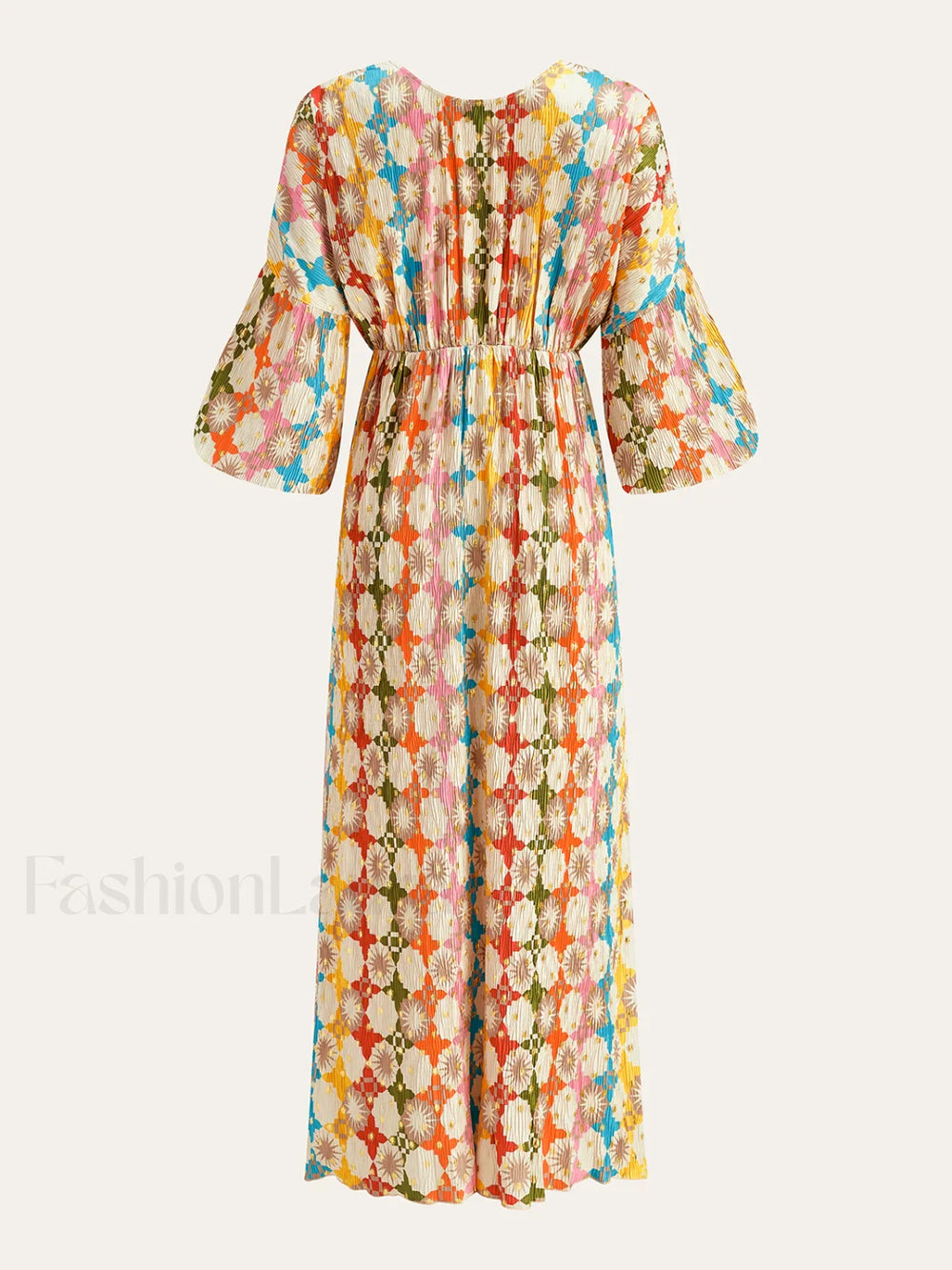 Jacquard Print V Neck Dress Dresses