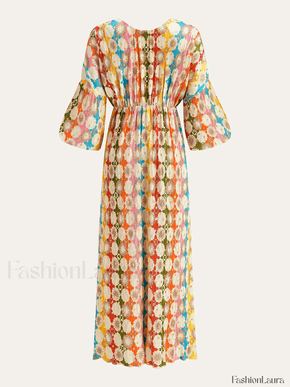 Jacquard Print V Neck Dress Dresses