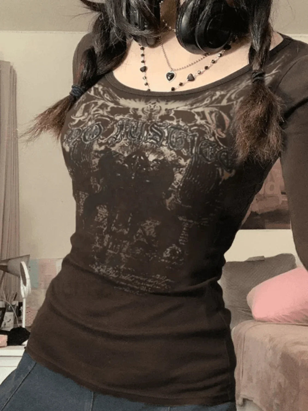 Justice Goth Long Sleeve Tee Brown / S Tops&Tees