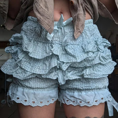 Kawaii Layered Ruffle Solid Color Short