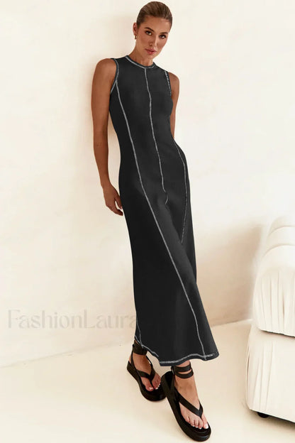 Knit Sleeveless A Line Retro Work Dress