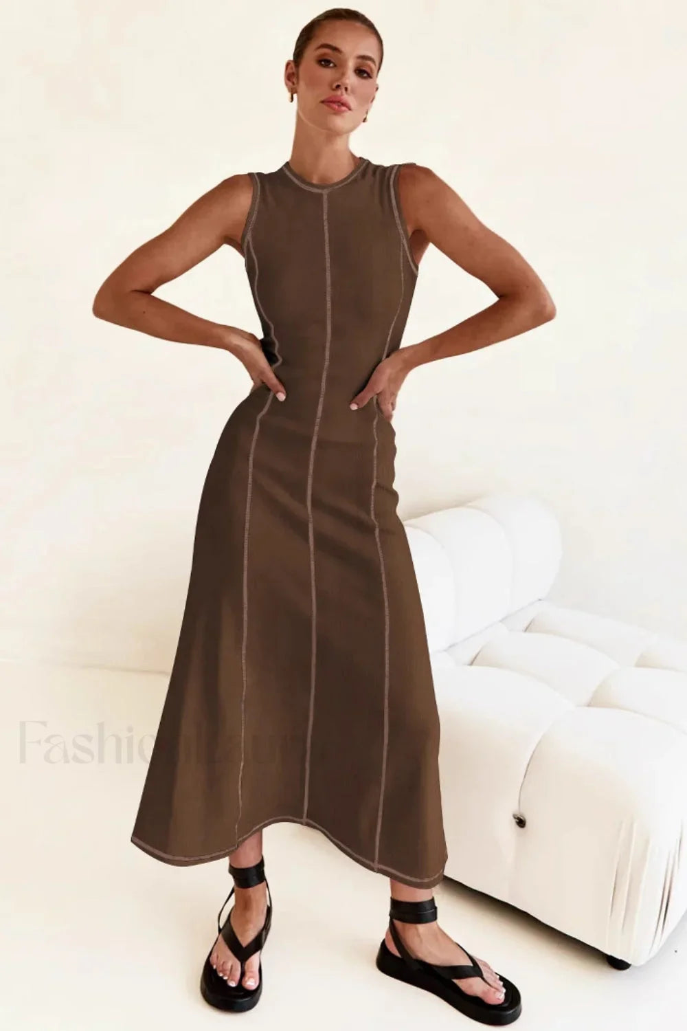 Knit Sleeveless A Line Retro Work Dress