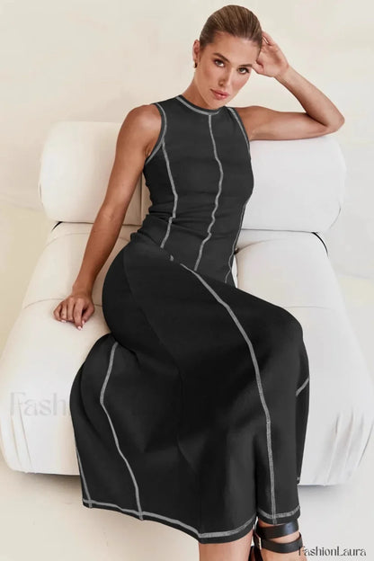 Knit Sleeveless A Line Retro Work Dress